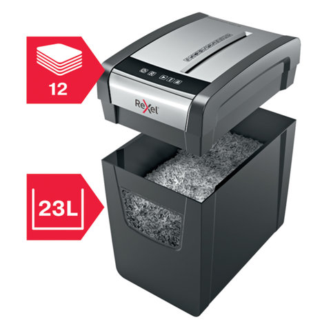 Уничтожитель (шредер) Rexel Momentum X312-SL, 1-3 человека, 3 уровень секретности, фрагменты 5×42 мм, 12 листов, 23 л