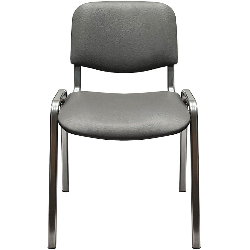 Стул КО_EChair Rio(ИЗО) искожа серая мат. тисненная 503, каркас под хром