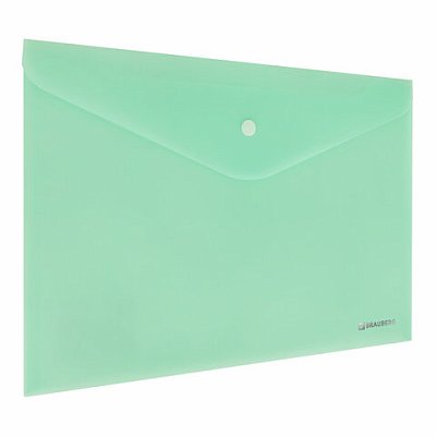 Папка-конверт с кнопкой BRAUBERG «Pastel»А4матовая непрозрачнаямятнаяПРОЧНАЯ 0.2 мм272883