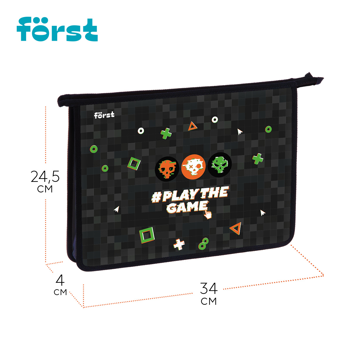 Папка для тетрадей 1 отделение, А4 Först «Play the game», 340×245×40 мм, пластик, на молнии