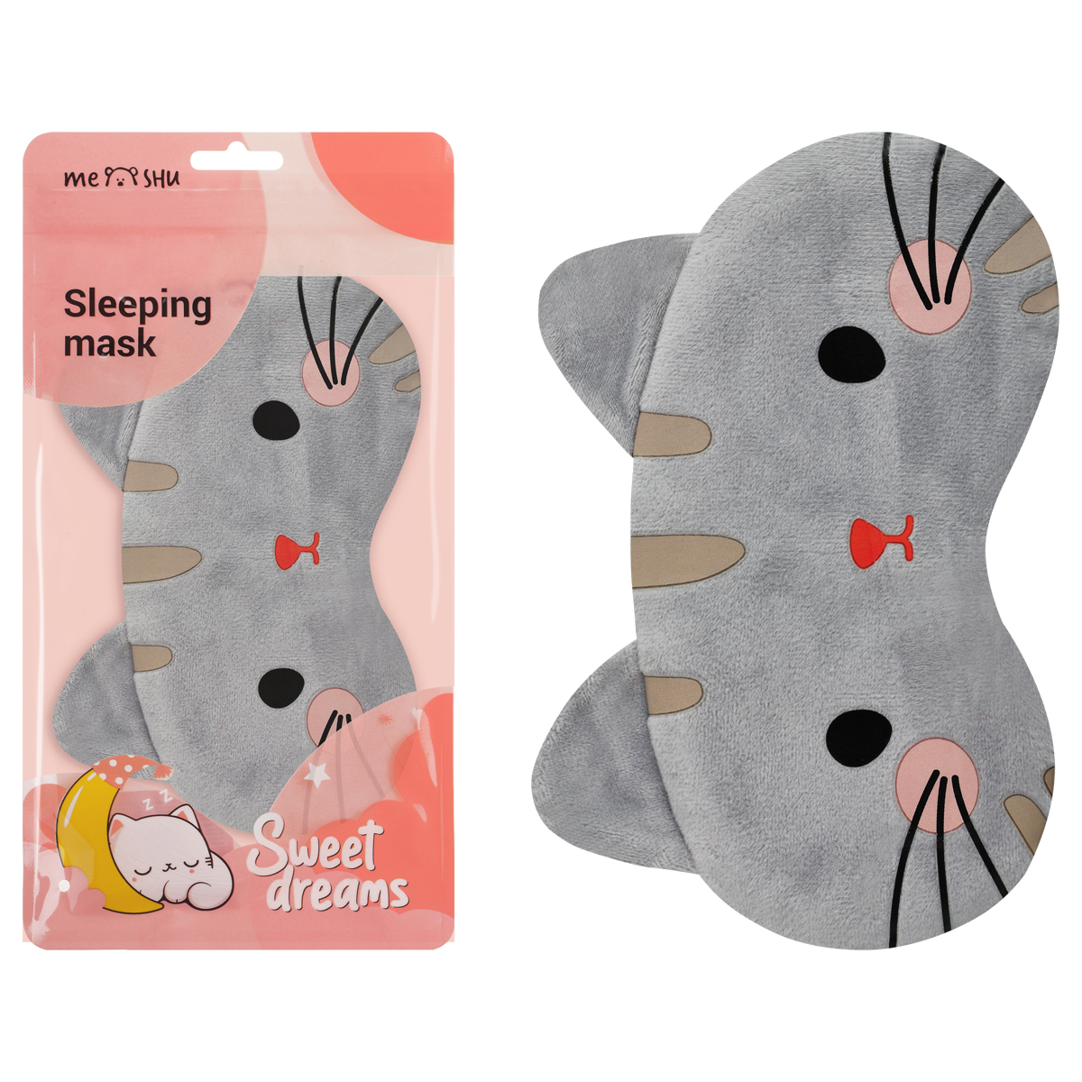 превью Маска для сна MESHU «Gray kitten», пакет zip-lock, европодвес