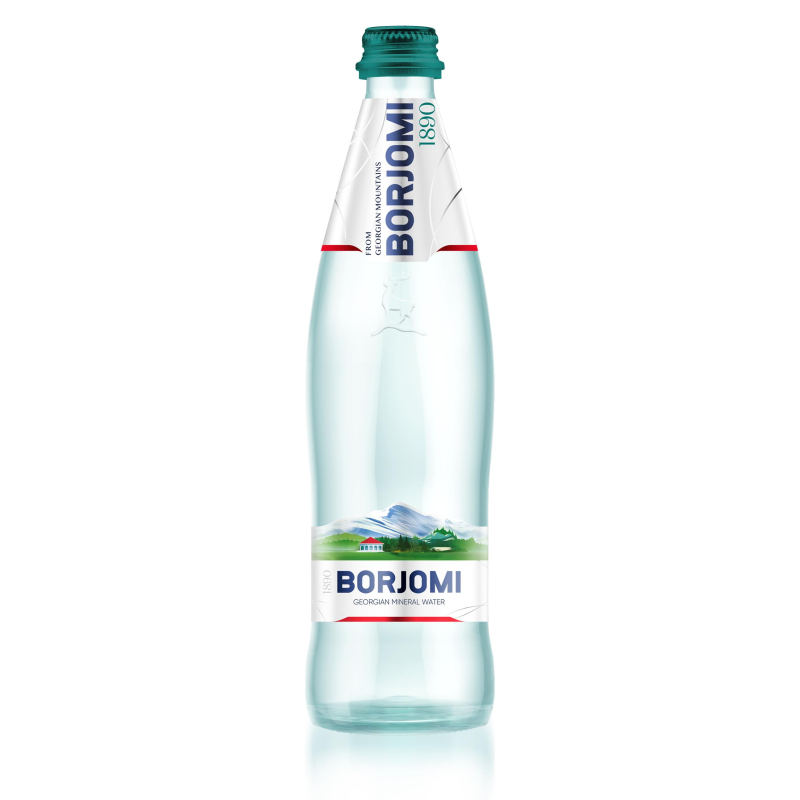 Вода газированная минеральная BORJOMI (БОРЖОМИ), 0.5 л, стеклянная бутылка, 12шт/уп