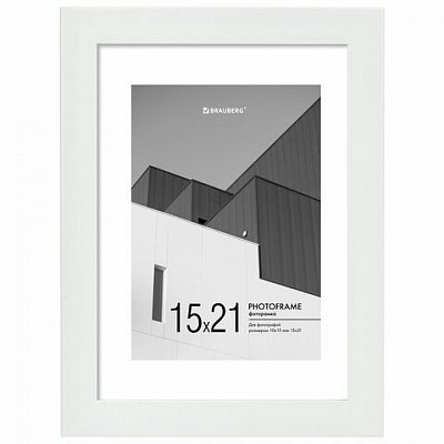 Рамка 15×21 см с паспарту 10×15 см небьющаяся, багет 20 мм пластик, BRAUBERG «New Age», белая