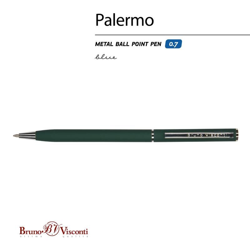 Ручка шариковая автоматическая Bruno Visconti Palermo цвет чернил синий цвет корпуса зеленый (толщина линии 0.5 мм)