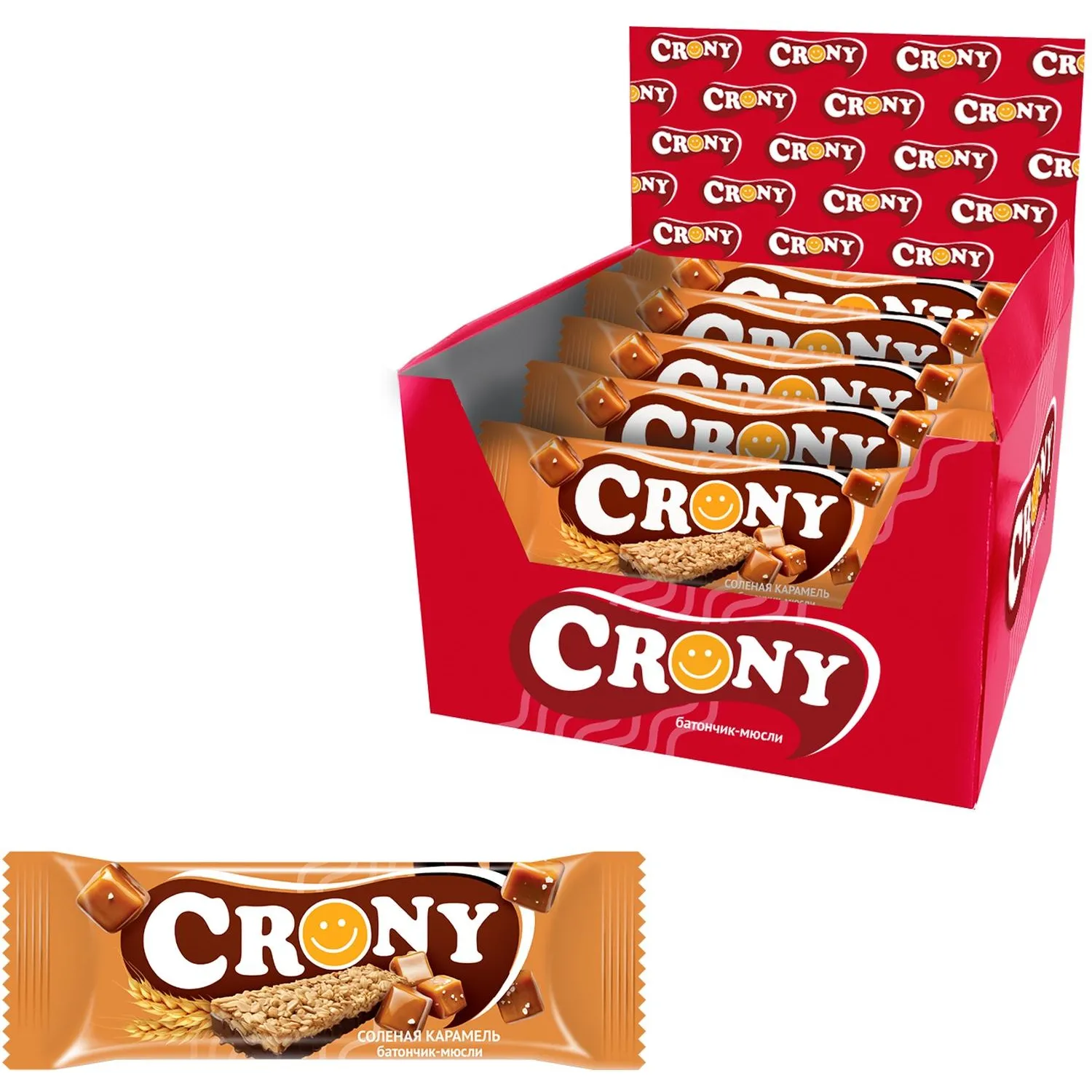 превью Батончик мюсли Crony солёная карамель (12 батончиков по 50 г)