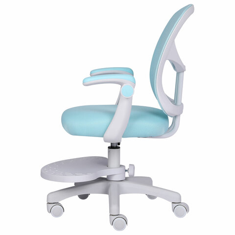 Кресло детское с подставкой для ног BRABIX «Toy MG-205», сетка/ткань TW, голубое