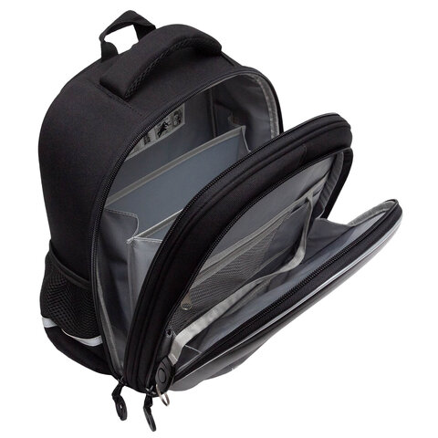 Ранец GRIZZLY анатомическая спинка, c бейджем, для мальчиков, «BLACK CAR», 36×28х20 см