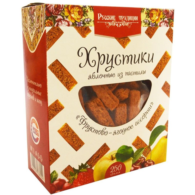 Пастила Хрустики яблочные Фруктово-ягодное ассорти (без сахара) 250г ...