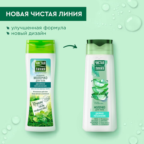 Молочко для тела 250мл ЧИСТАЯ ЛИНИЯ «Мята и сок алоэ» двойное увлажнение, ш/к 69488