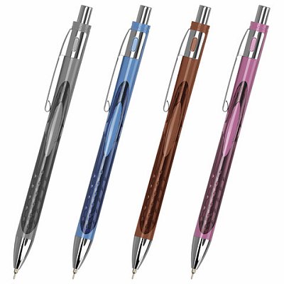 Ручка шариковая автоматическая с грипом BRAUBERG «STYLE RT», СИНЯЯ, игольчатый наконечник 0.7 мм, линия письма 0.35 мм