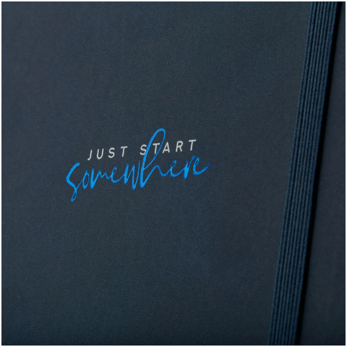 Записная книжка А5 96л., кожзам, на гребне, Greenwich Line «Just start. Blue», твердая обложка, тиснение фольгой, с петлей для ручки