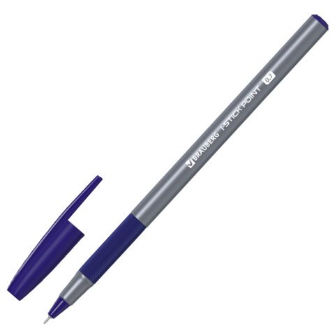 Ручка шариковая с грипом BRAUBERG «i-STICK POINT», КОМПЛЕКТ 20 шт., СИНЯЯ, линия письма 0.35 мм