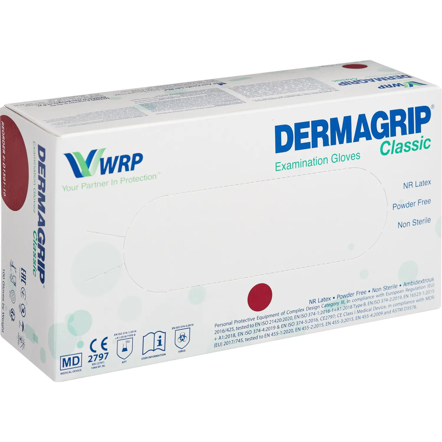 Перчатки мед. смотров. латекс н/c, н/о, текст,2хлор Dermagrip Cls (XS) 50п/уп