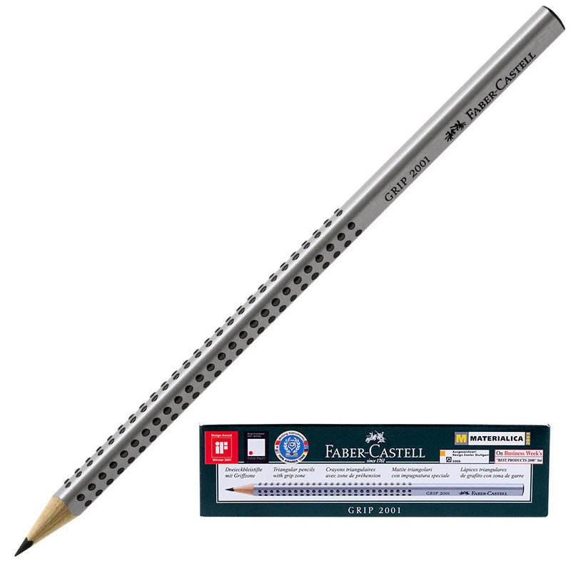 Карандаш чернографитный заточенный трехгранный HB Faber-Castell Grip 2001