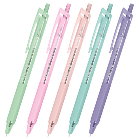Ручки шариковые автоматические с грипом BRAUBERG «CLASSIC PASTEL», СИНИЕ, НАБОР 5 ШТ., пишущий узел 0.5 мм, линия письма 0.35 мм