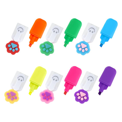 Набор текстовыделителей с топперами 6 ЦВЕТОВ НЕОН, «ЛАПКИ», линия 1-4 мм, FUNSTER (ФАНСТЕР)