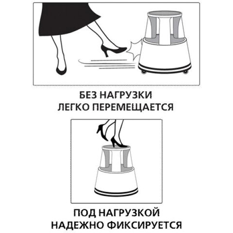 Лестница-тумба 43 см, 2 ступени, передвижная, пластиковая, нагрузка 150 кг, вес 1.5 кг, серая, Россия