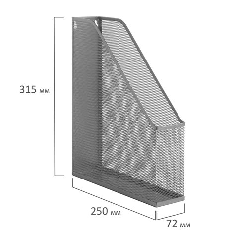 Лоток вертикальный для бумаг BRAUBERG «Germanium» (250×72×315 мм), металлический, серебряный