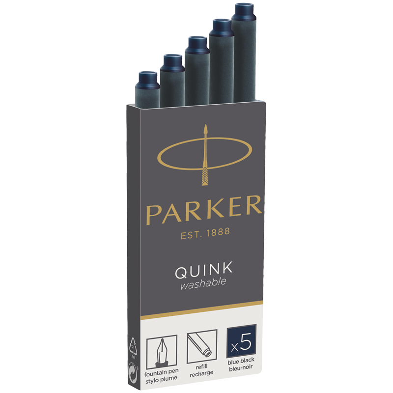 Картриджи чернильные PARKER «Cartridge Quink», КОМПЛЕКТ 5 шт., темно-синие