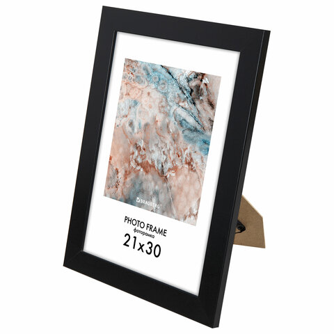 Рамка 21×30 см небьющаяся, КОМПЛЕКТ 3 шт., багет 29 мм, МДФ, BRAUBERG «Basic», черная