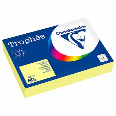 Бумага цветная CLAIREFONTAINE, А4, 80 г/м2, 500 л., пастель, лимонно-желтый, Франция