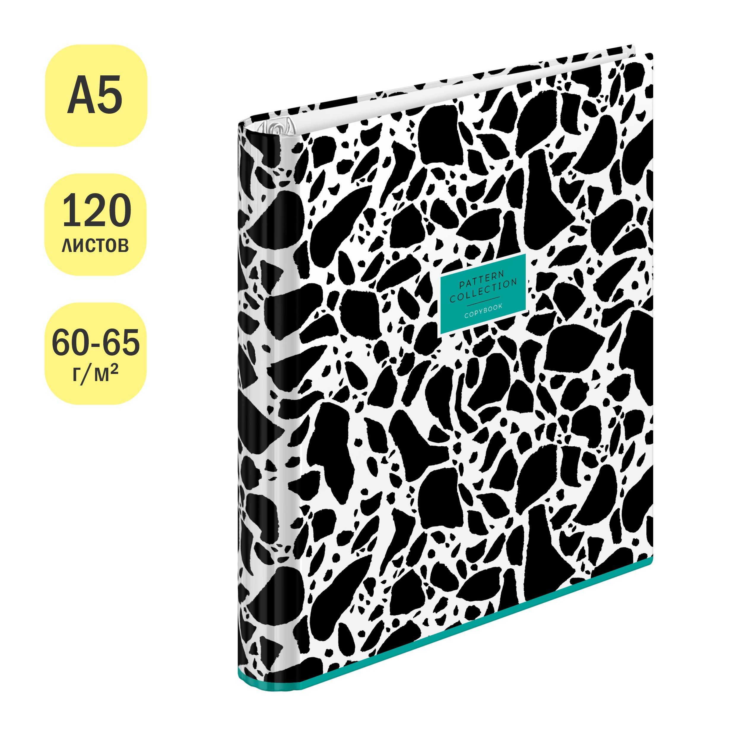 Тетрадь на кольцах А5, 120л., 7БЦ, ArtSpace «Узоры. BW collection», глянцевая ламинация