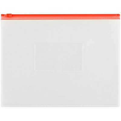 Папка-конверт на молнии OfficeSpace A5, прозрачная, 150мкм, молния красная