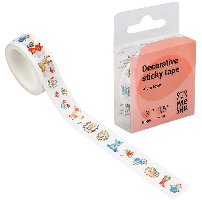 Клейкая лента декоративная MESHU «Cute toys», 1.5 см*3м