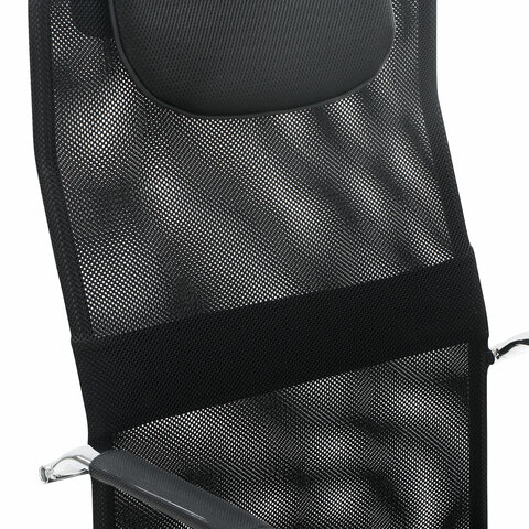 Кресло офисное BRABIX «Fit EX-514», с подголовником, хром, черное, 531949