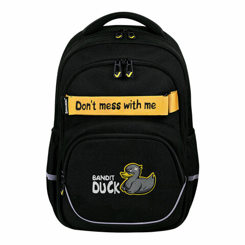 Рюкзак BRAUBERG MOTION, 2 отделения, 3 кармана, «Angry duck», СВЕТЯЩИЙСЯ, 41×28х17 см