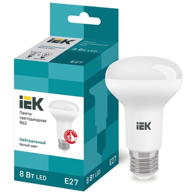 Лампа светодиодная IEK ECO R 8Вт E27 4000К 720Лм 230В LLE-R63-8-230-40-E27