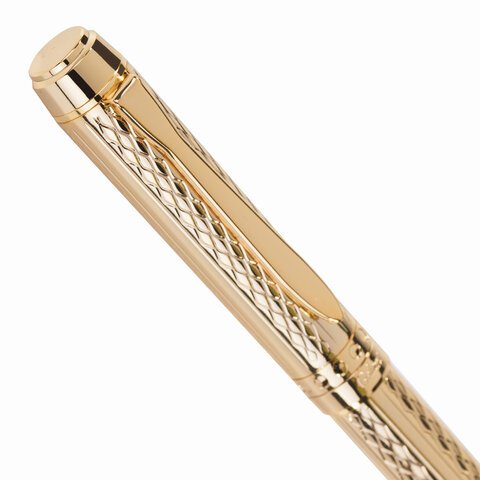 Ручка подарочная шариковая GALANT «Graven Gold», корпус золотистый с гравировкой, золотистые детали, пишущий узел 0.7 мм, синяя