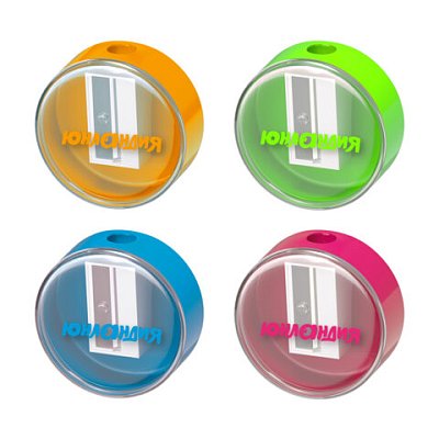 Точилка с контейнером ЮНЛАНДИЯ «ШАРИК НЕОН», неоновые цвета ассорти