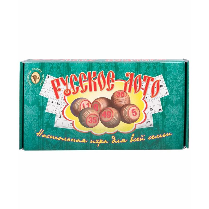 Игра Русское лото в зеленой картонной коробке (детская, настольная),004-07