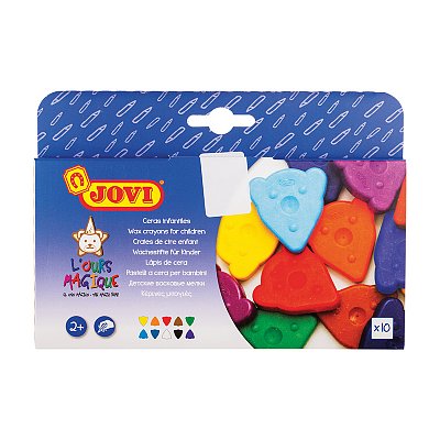 Восковые мелки фигурные JOVI (Испания), 10 цветов, для малышей, картонная коробка