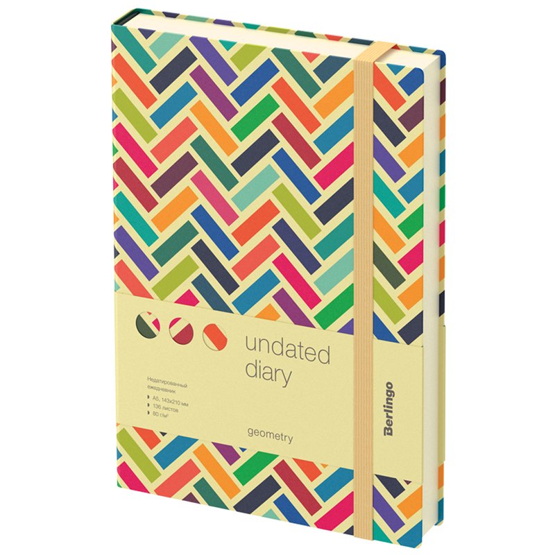 превью Ежедневник недатир. A5, 136л., кожзам, Berlingo «Geometry», с рисунком