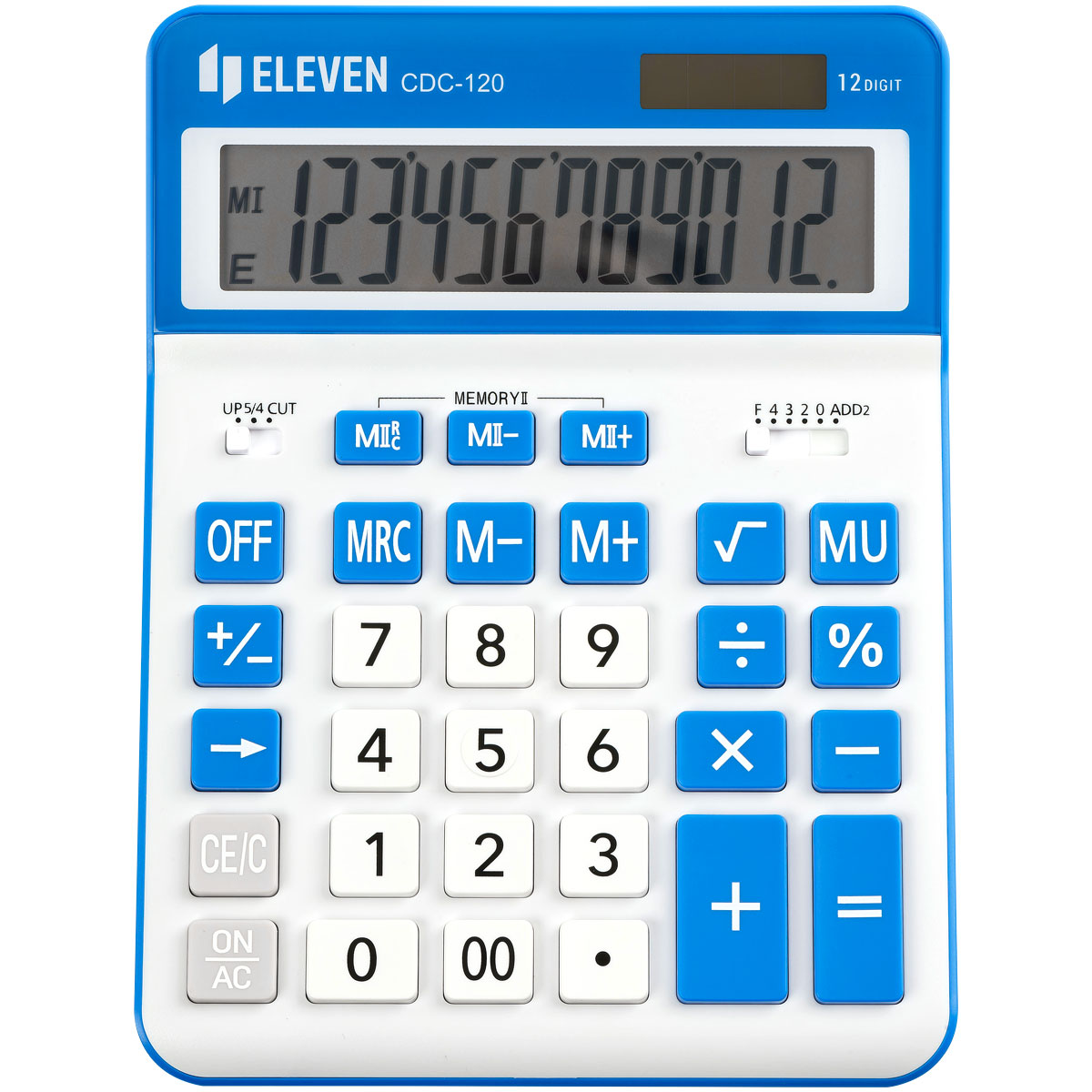 Калькулятор настольный Eleven CDC-120-WH/NV, 12 разрядов, двойное питание, 155×206×38мм, белый/темно-синий