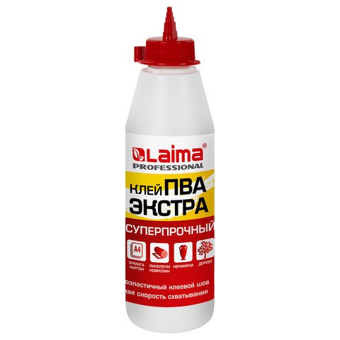 Клей ПВА Экстра Суперпрочный 0.5 кг (керамикатканькожадеревобумагакартон)LAIMA606430