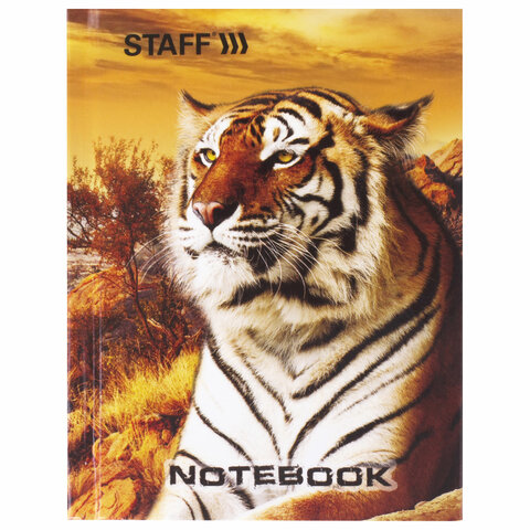 Блокнот Notebook STAFF, А6, 110×147 мм, 80 л., твердая ламинированная обложка, тигровый