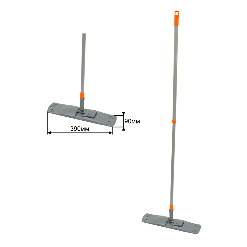 Швабра OfficeClean Professional, телеск. ручка 120см, пласт. флаун.40см, МОП микрофибра (карманы)