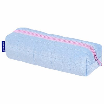 Пенал BRAUBERG, мех, 21×6х6 см, голубой/розовый