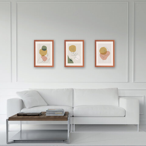 Рамка 21×30 см небьющаяся, КОМПЛЕКТ 3 шт., багет 17 мм МДФ, STAFF «Carven», цвет светлое дерево