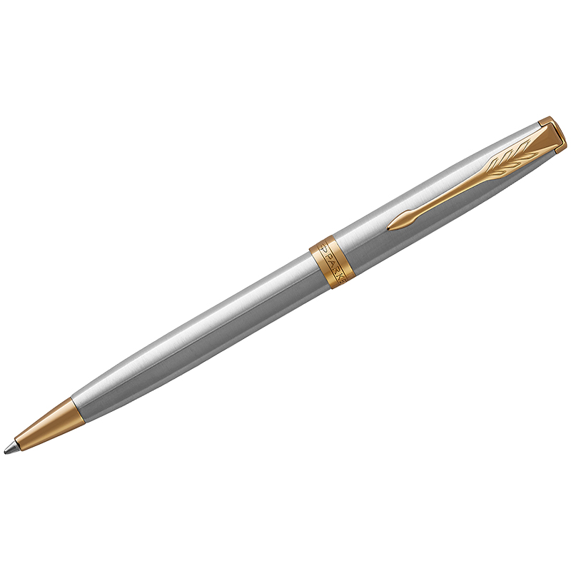 Ручка шариковая Parker Sonnet цвет чернил черный цвет корпуса серебристый с позолотой (артикул производителя 1931507)