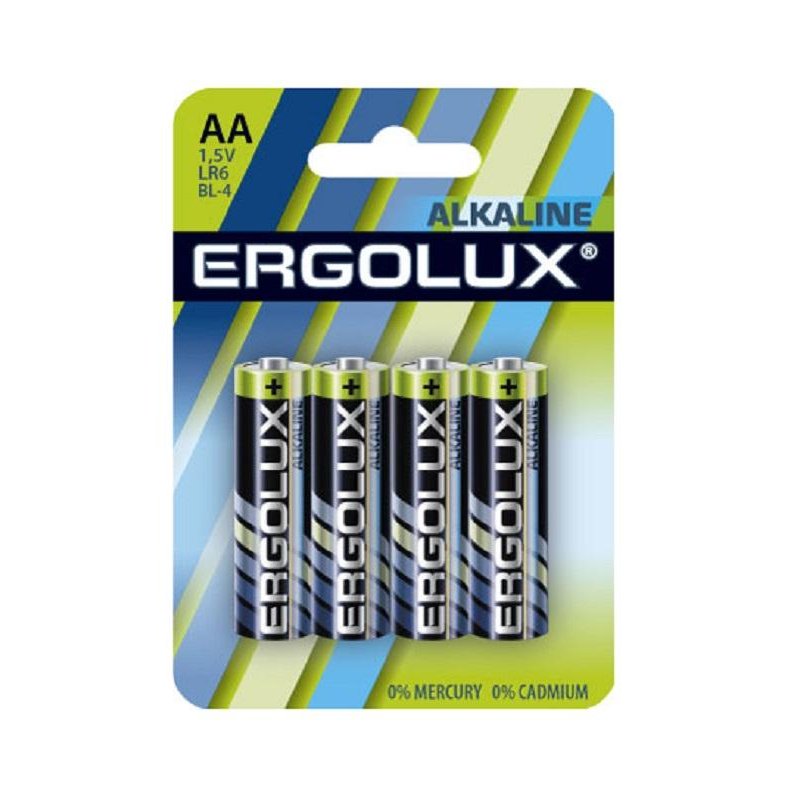 Батарейка Ergolux AA/LR 6 Alkaline BL-4 (LR 6 BL-4, 1.5В)(4 шт в уп. )