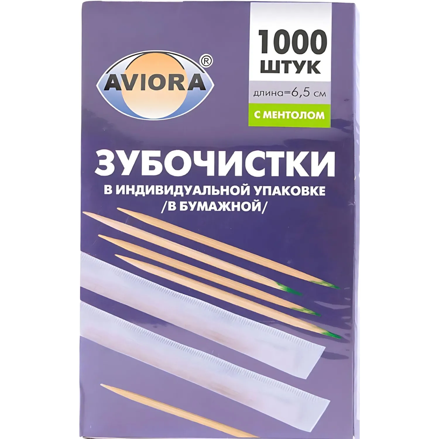 превью Зубочистки бамбуковые с ментолом Aviora 1000 штук