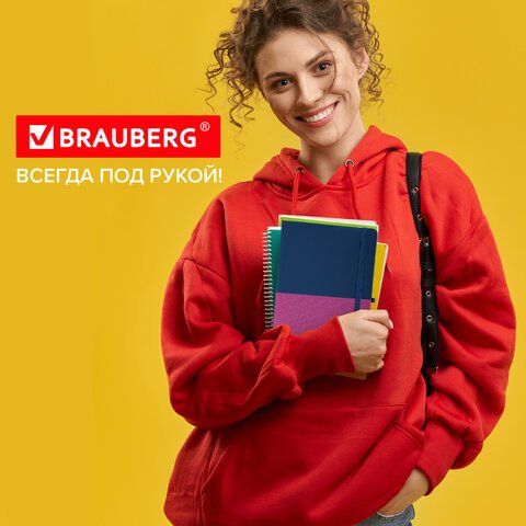 Блокнот А5 (148×218 мм), BRAUBERG «DUO», под кожу с резинкой, 80 л., клетка, синий/розовый