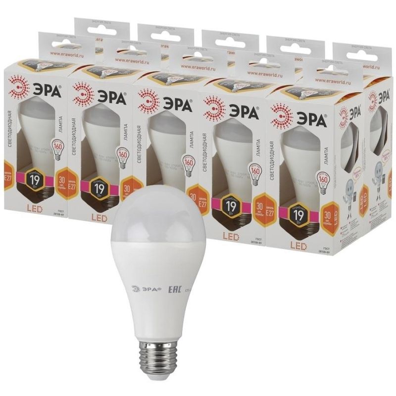 Лампа светодиодная ЭРА STD LED A65-19W-827-E27 E27 / Е27 19Вт теплый свет