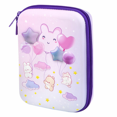 превью Пенал BRAUBERG KIDS большой удобный с откидной планкой, EVA, 22×15х4 см, «Dreamy clouds»
