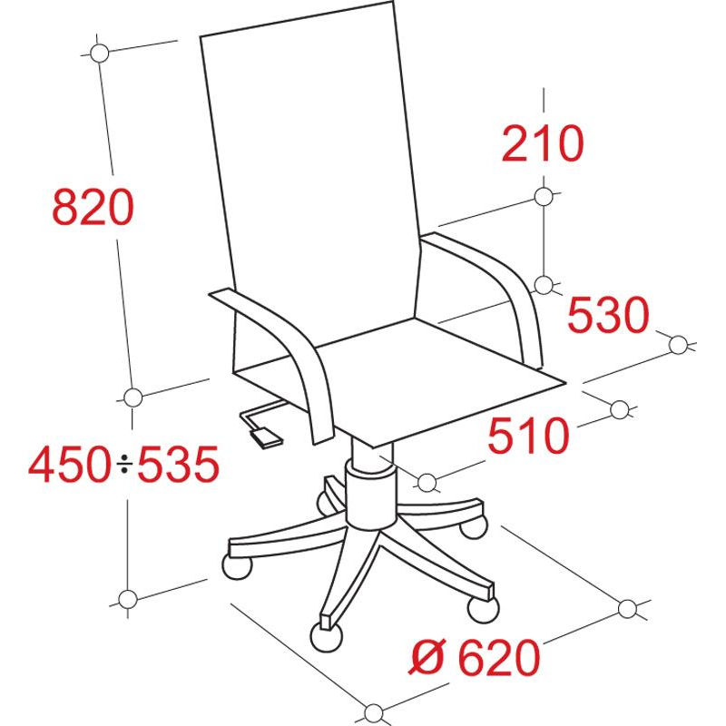 Кресло руководителя Echair-528 ML (кожа черная, полированный алюминий)