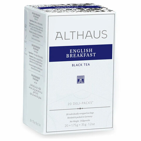 Чай ALTHAUS «English Breakfast» черный, 20 пакетиков в конвертах по 1.75 г, ГЕРМАНИЯ